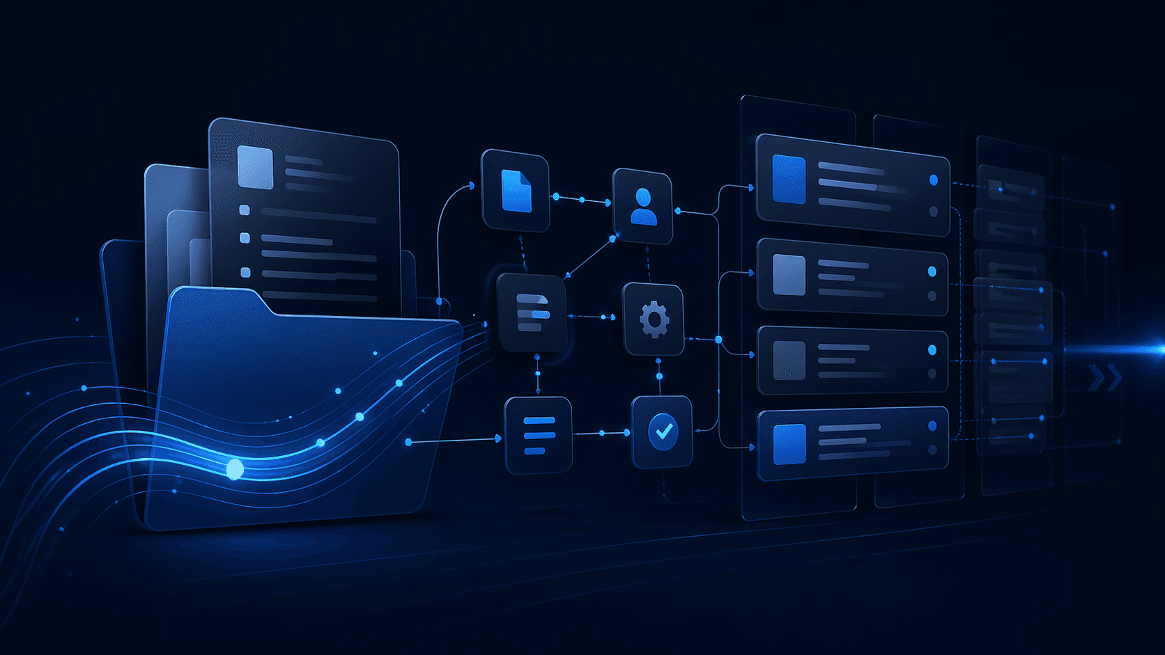 Abstract workflow artwork for the Claims Operations Platform portfolio item