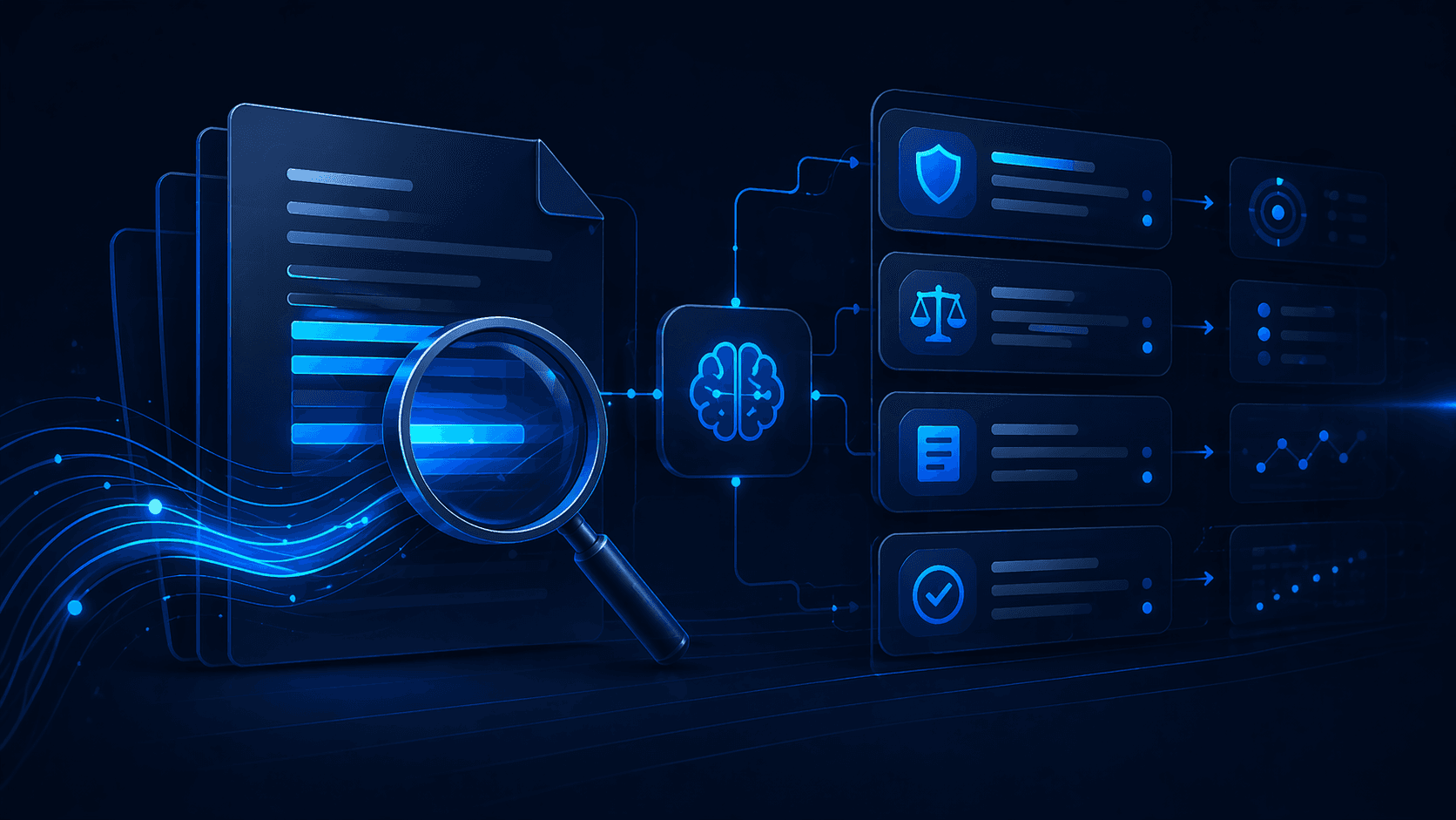 Abstract document review artwork for the Policy Dispute AI Assistant portfolio item